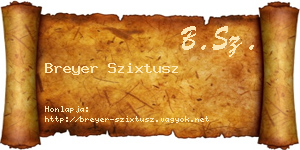 Breyer Szixtusz névjegykártya